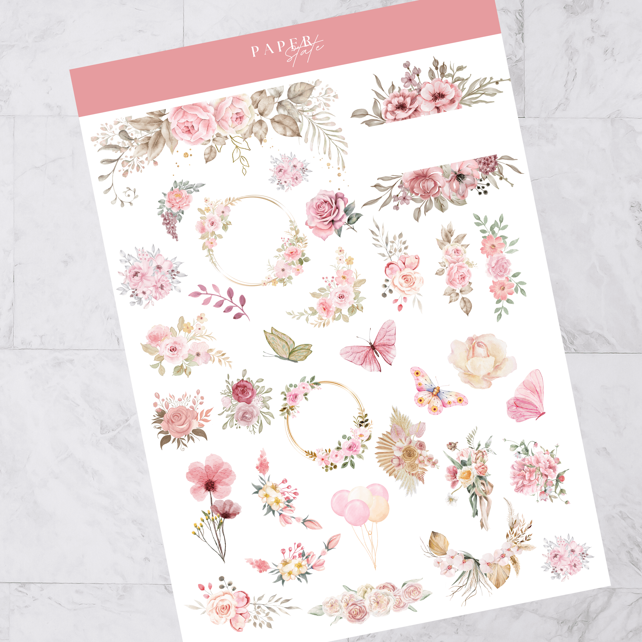 A5 Sticker sheets Floral — refillable planner accessory