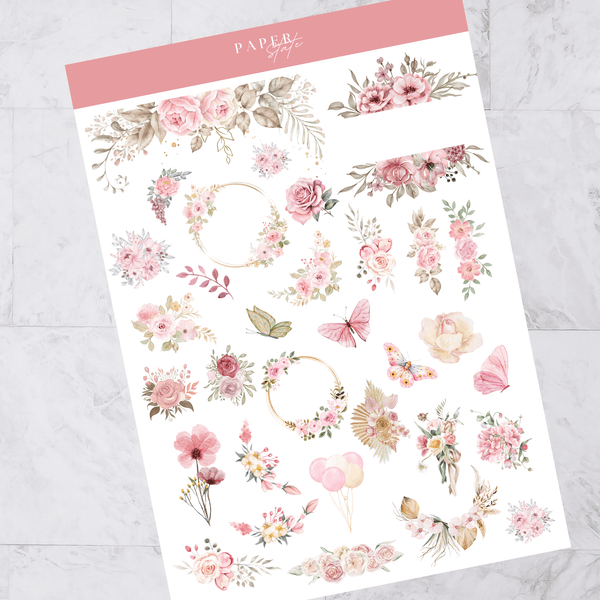 A5 Sticker sheets Floral — refillable planner accessory