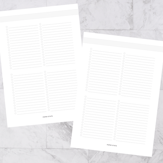 A5 | Discbound | Insert | 4 SECTIONS CHECKLIST| 15 sheets