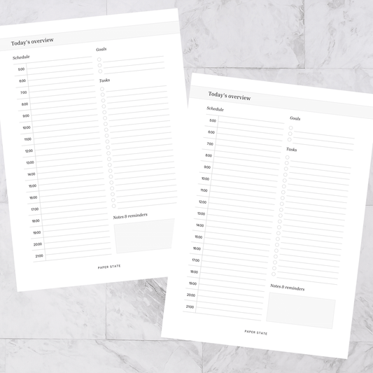 A5 | Discbound | Insert | DAILY OVERVIEW | 15 sheets