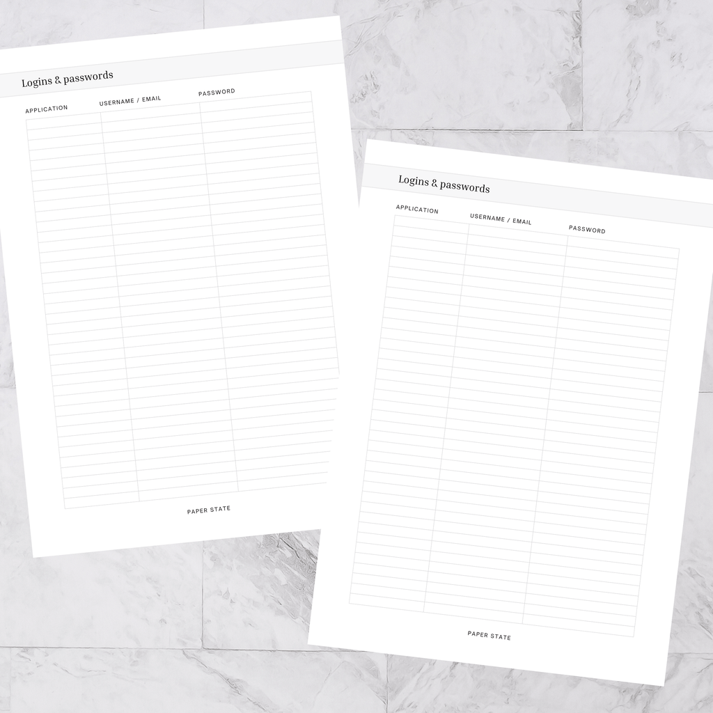 Logins & passwords inserts