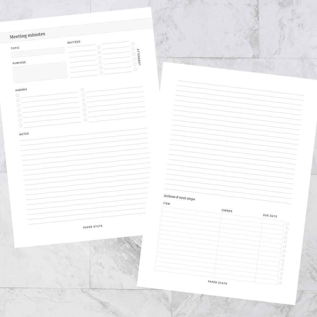 Meeting minutes inserts