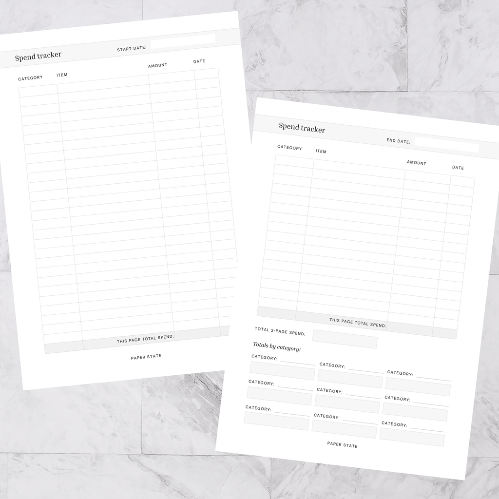 Spend tracker inserts