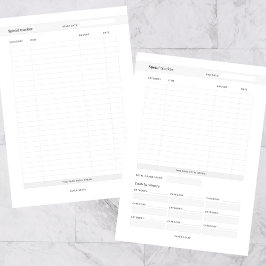 A5 | Discbound | Insert | SPEND TRACKER | 15 sheets