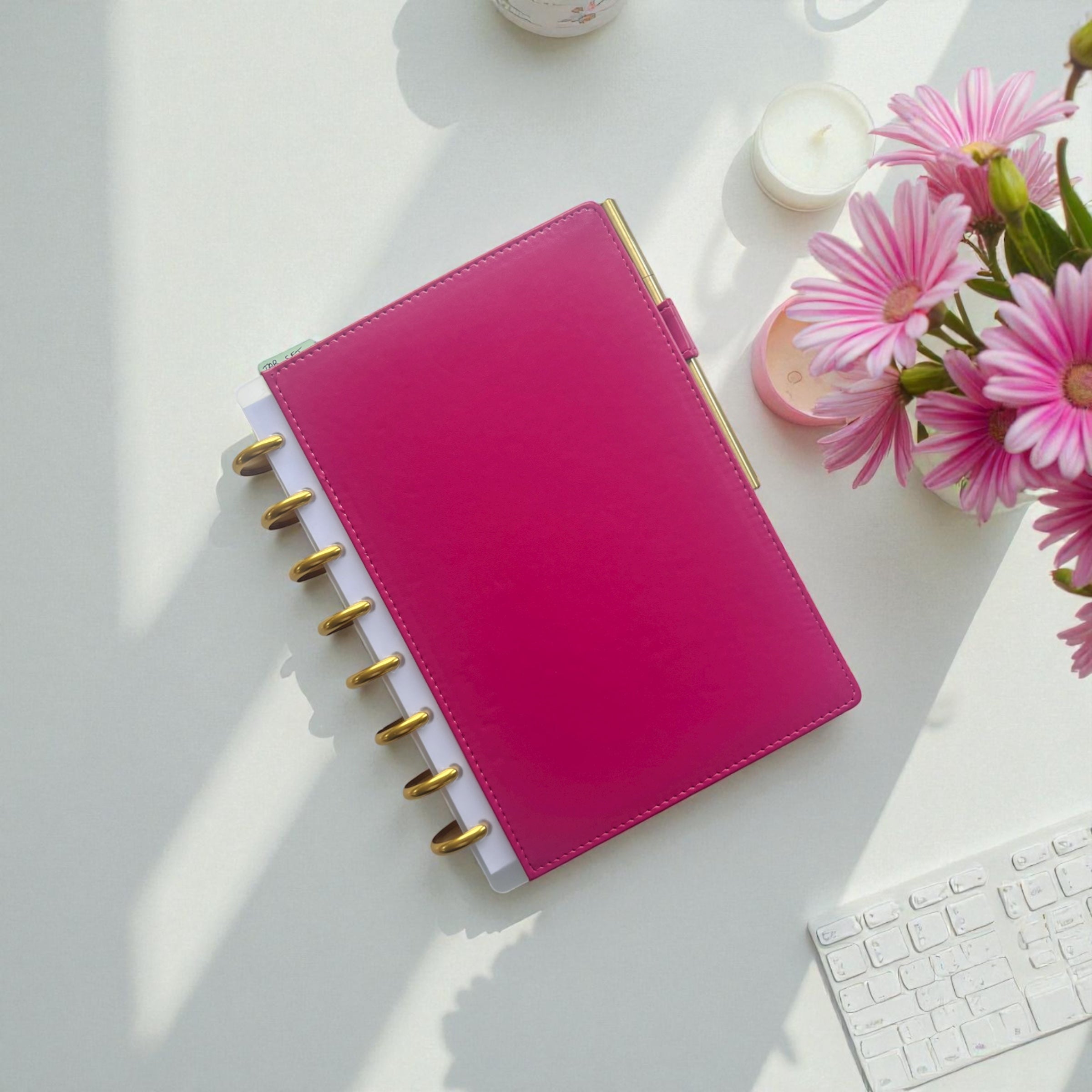 Cerise rose snap-on covers — discbound planner cover
