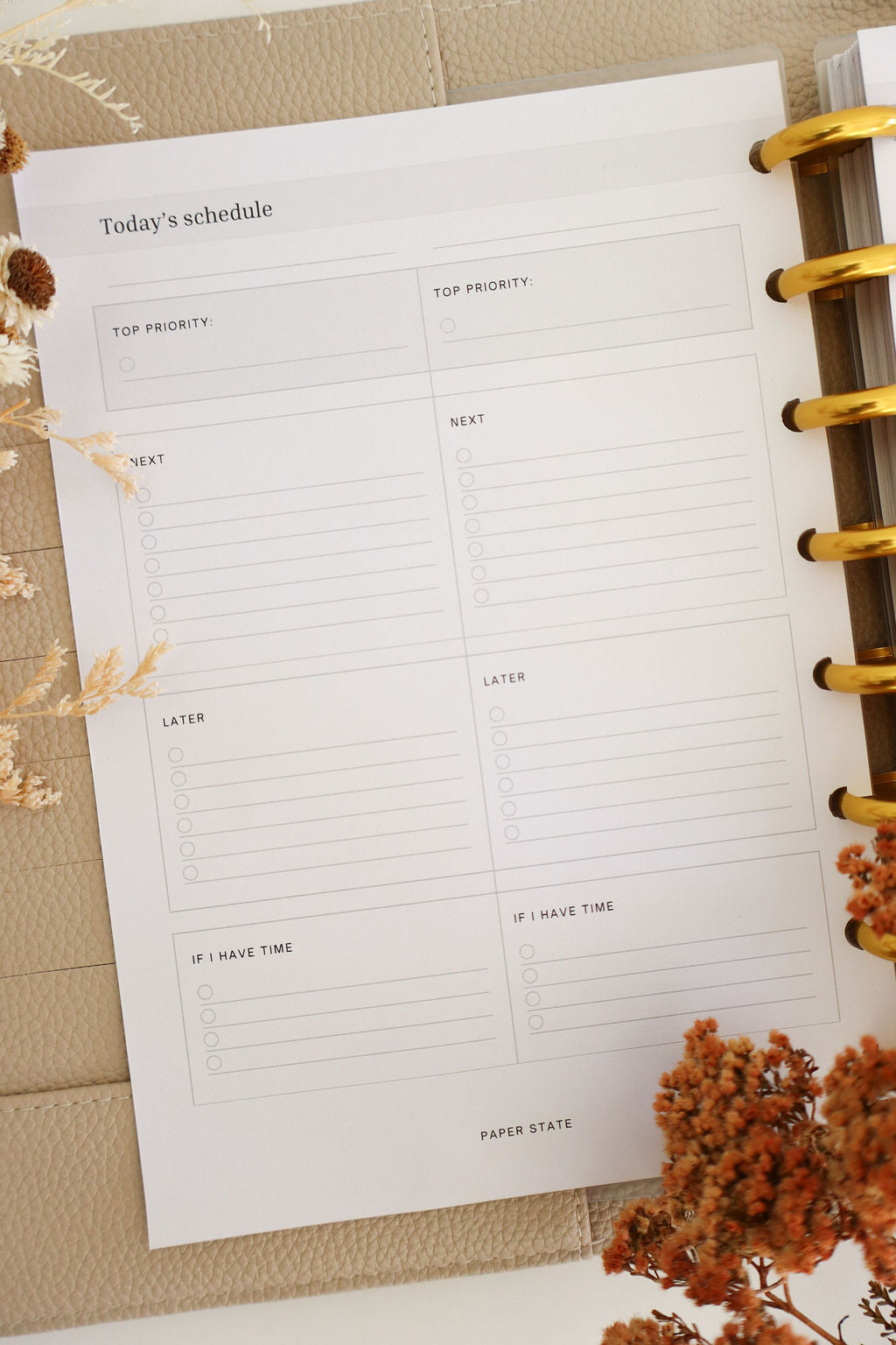 Daily schedule & tasks inserts