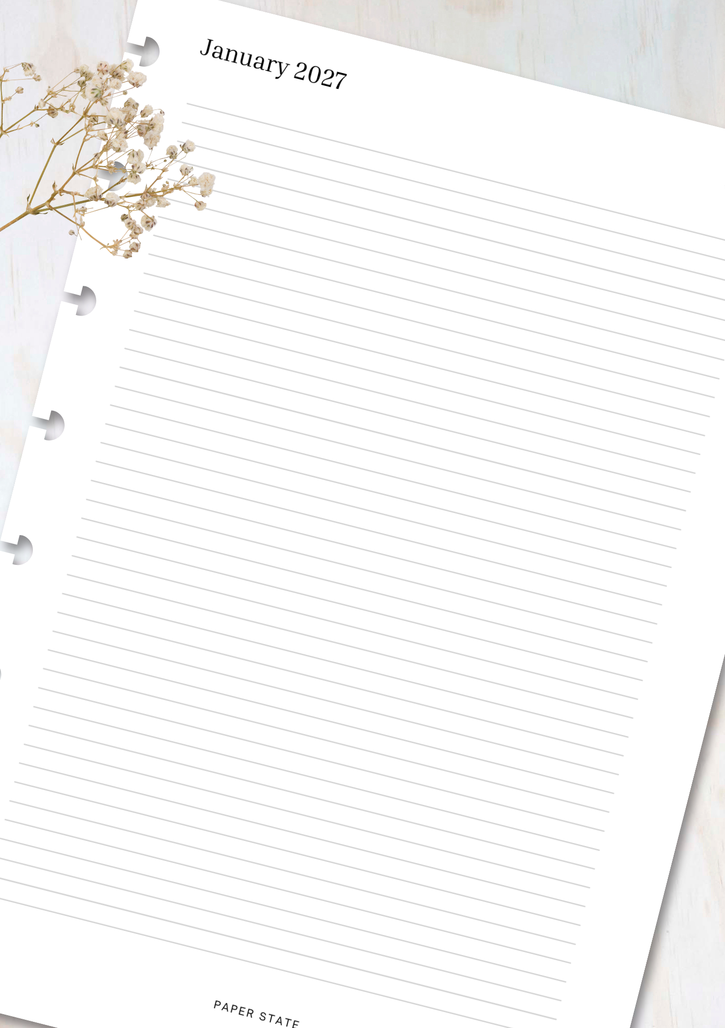 Monthly Calendar 2027 — refillable A5 planner insert, lifestyle photo