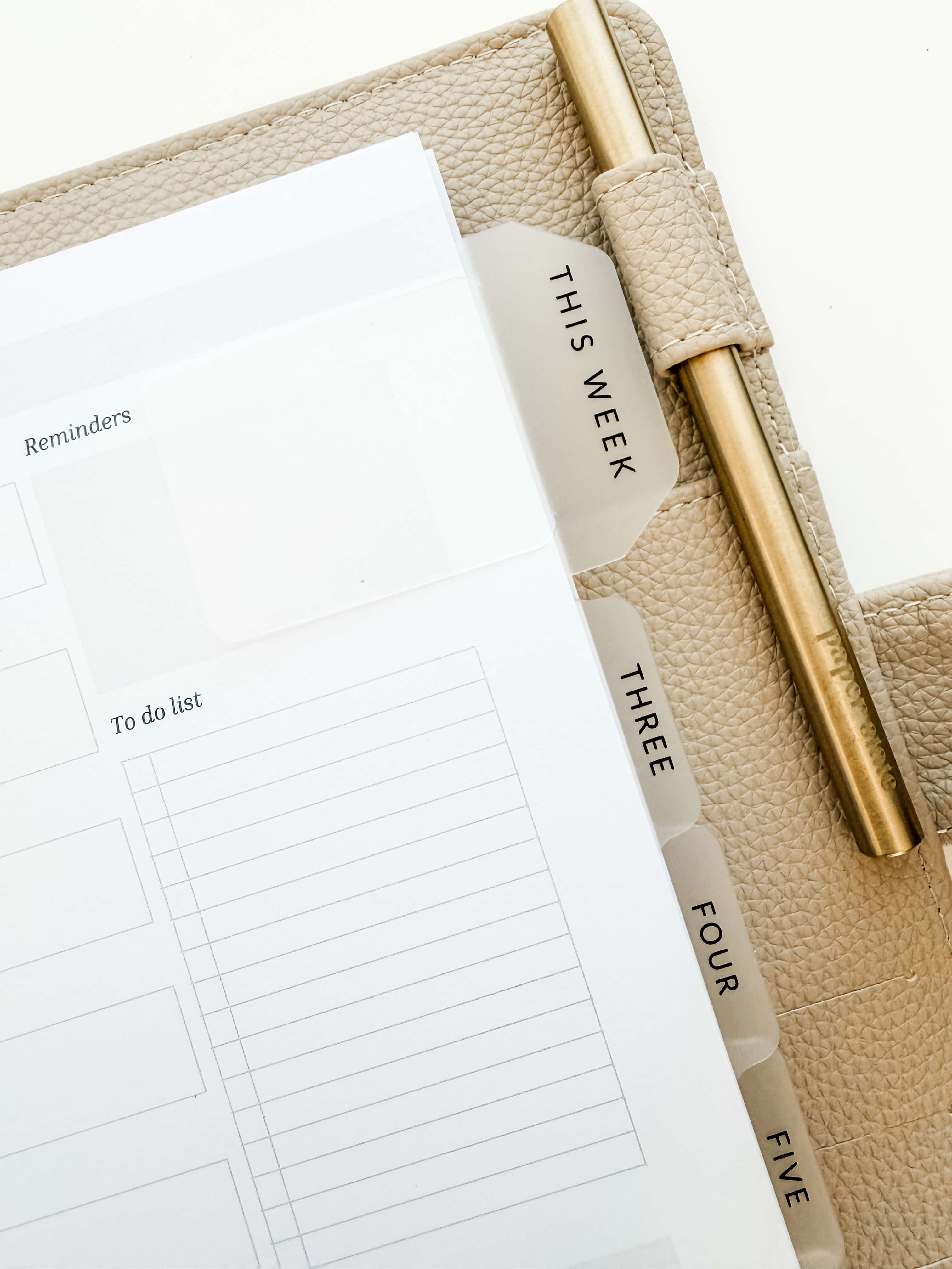 Page finder THIS WEEK — tab dividers for discbound planners, close-up