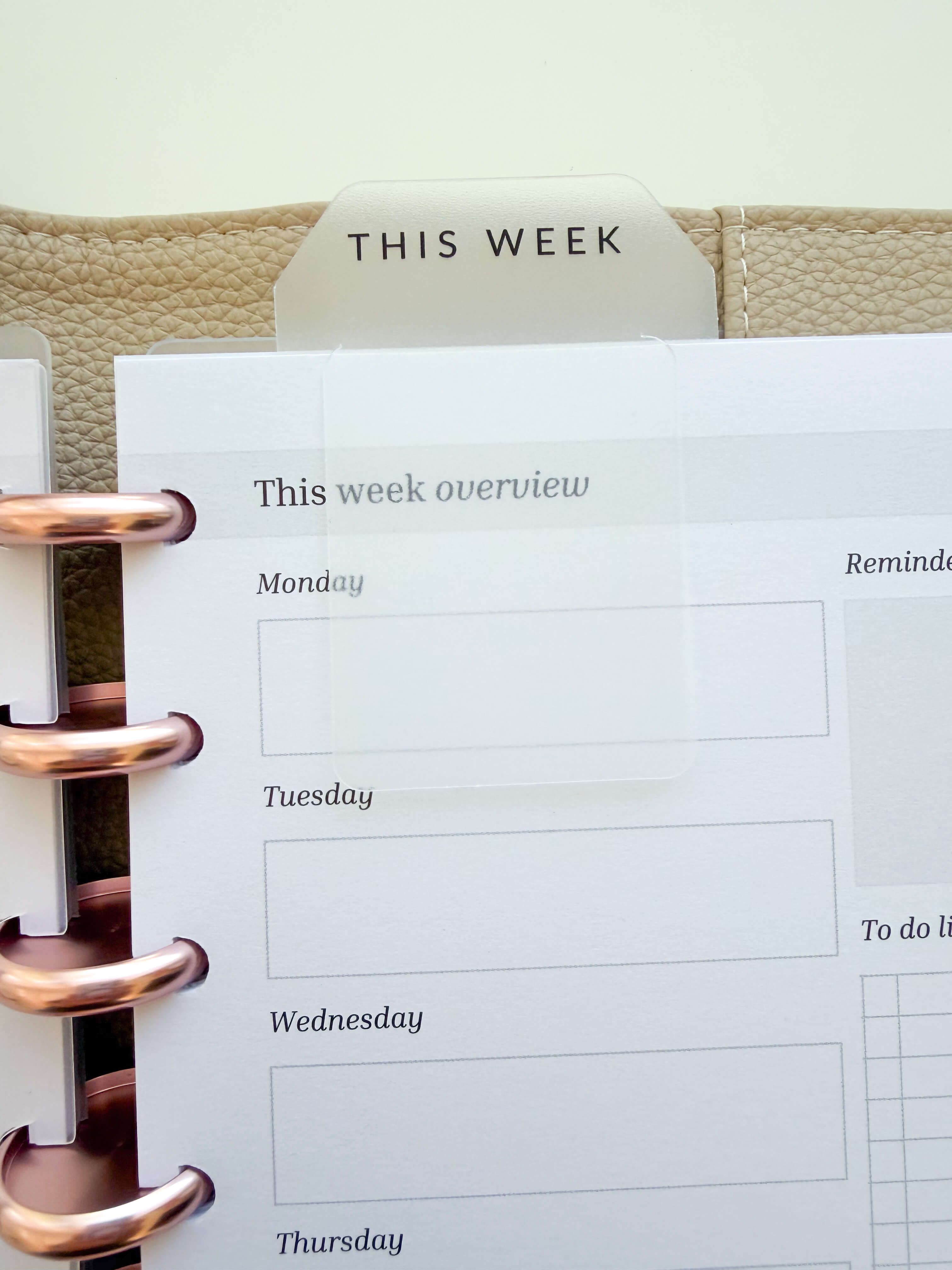 Page finder THIS WEEK — tab dividers for discbound planners, lifestyle photo