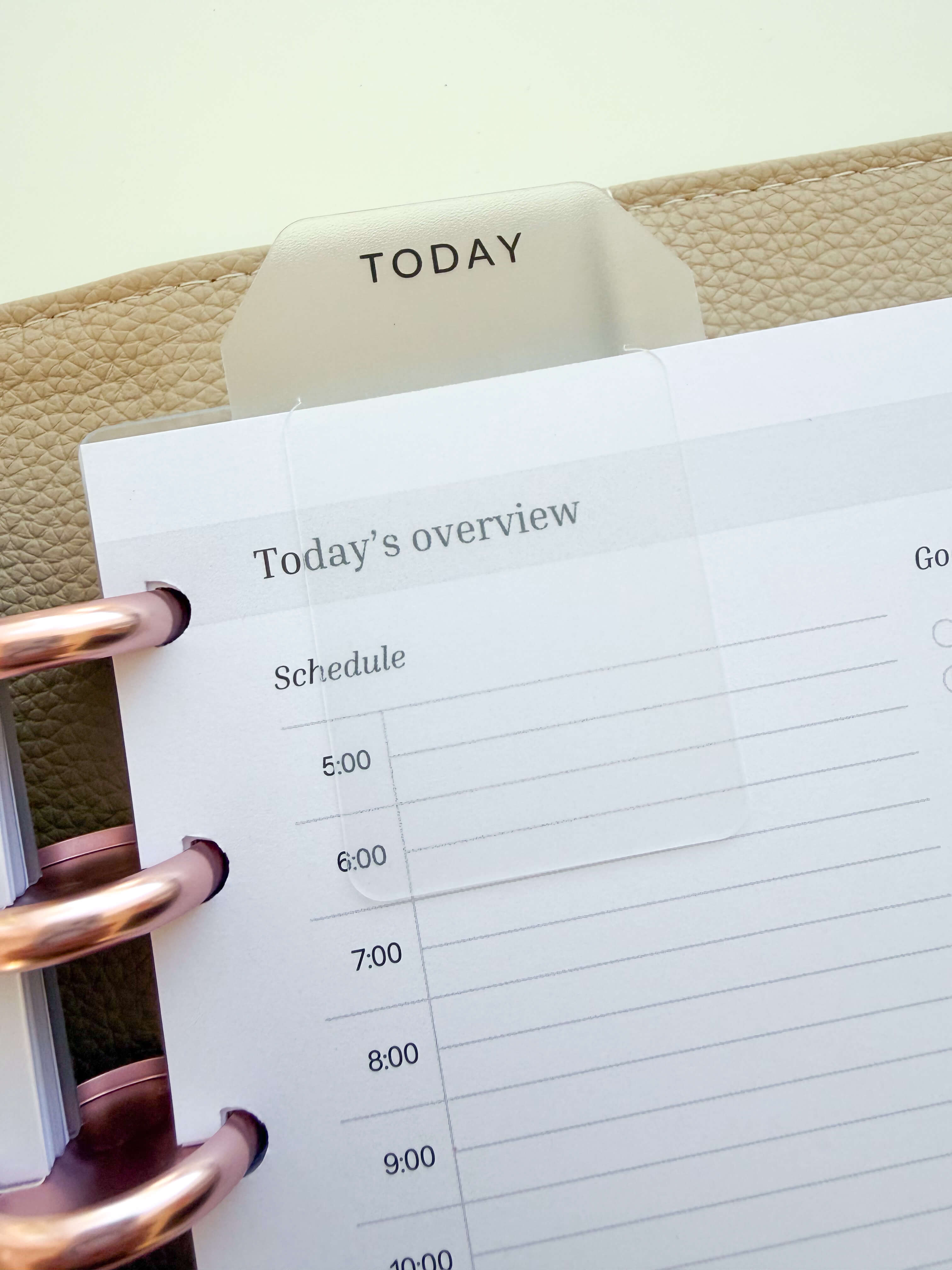 Page finder TODAY — tab dividers for discbound planners, close-up