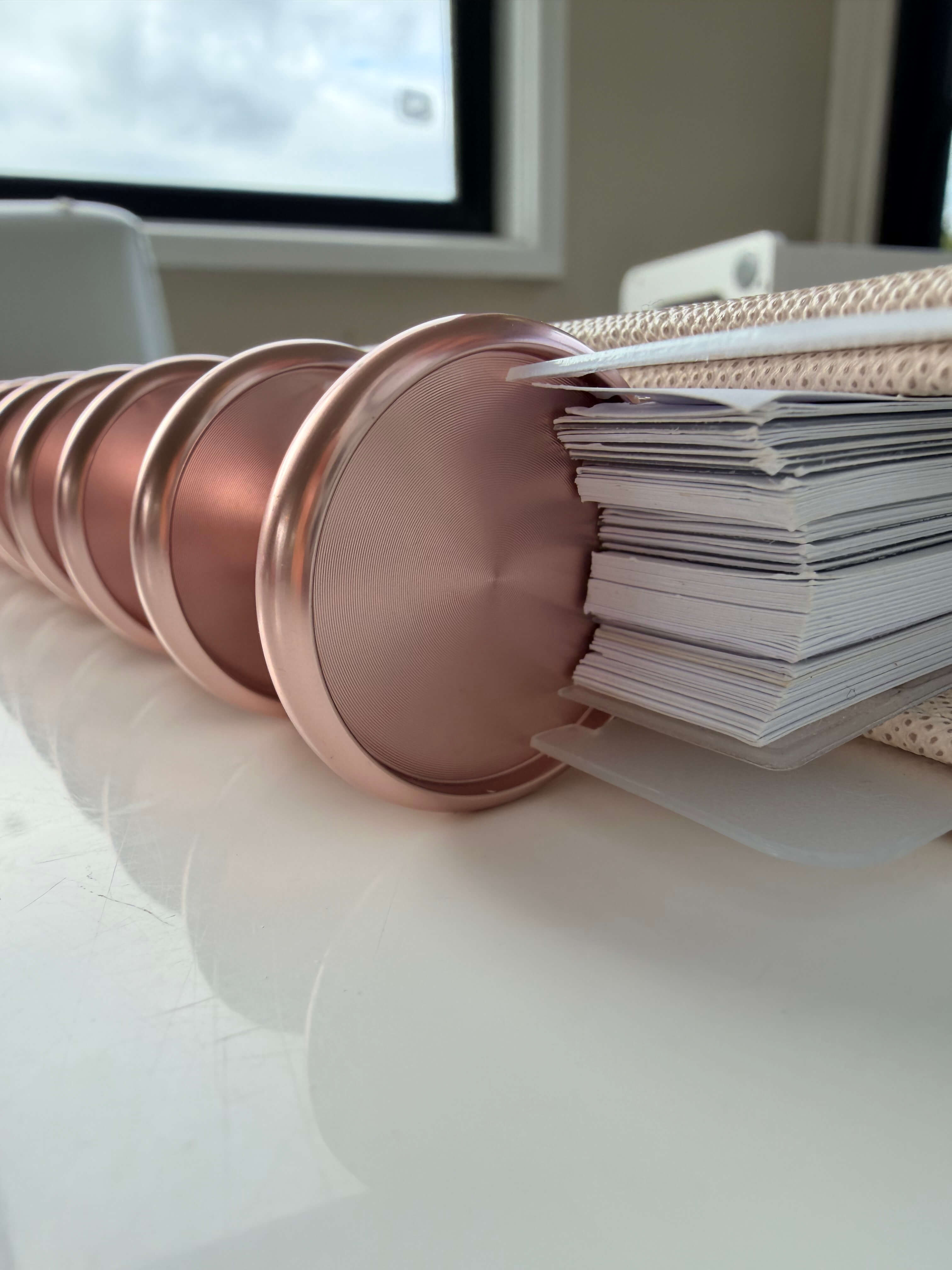 Rose Gold Discs 32mm — planner discs for discbound modular planner systems, lifestyle photo