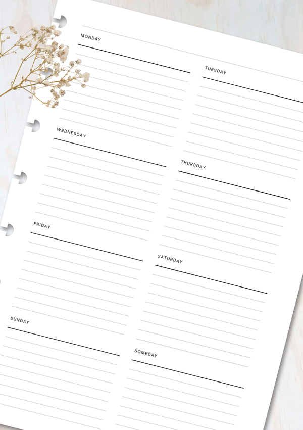 Weekly Routines Undated — refillable A5 planner insert