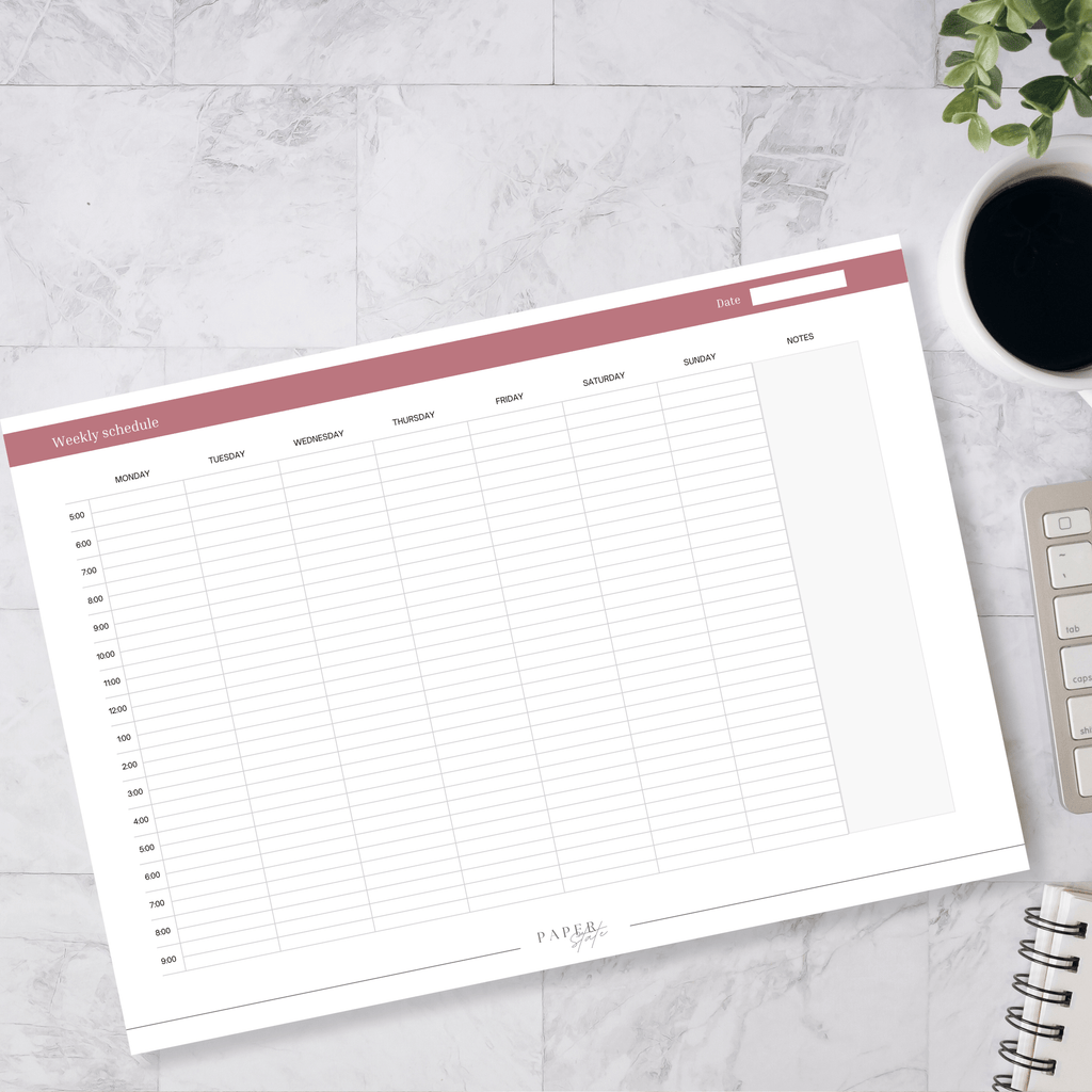 A4 weekly schedule notepad