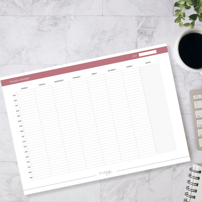 A4 weekly schedule notepad